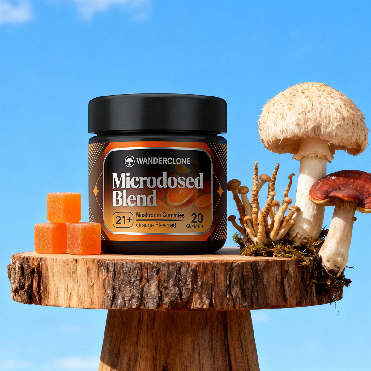 Wanderclone Road Trip - MICRODOSED Gummies + Functional Mushrooms - Orange